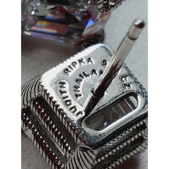 Judith Ripka 925 Sterling Silver CZ Cubic Zirconia Stud Earrings - Picture 5 of 5